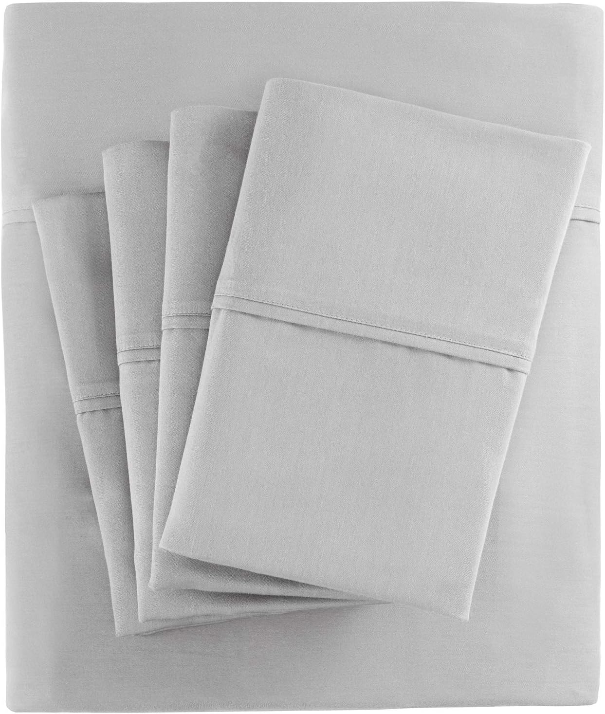 Madison Park 800 Thread Count Cotton Blend Sateen Wrinkle Resistant Hotel Luxury Fade Resistant Ultra Soft And Silky Bed Sheet Set Bedding, Queen Size, Grey, 6 Piece