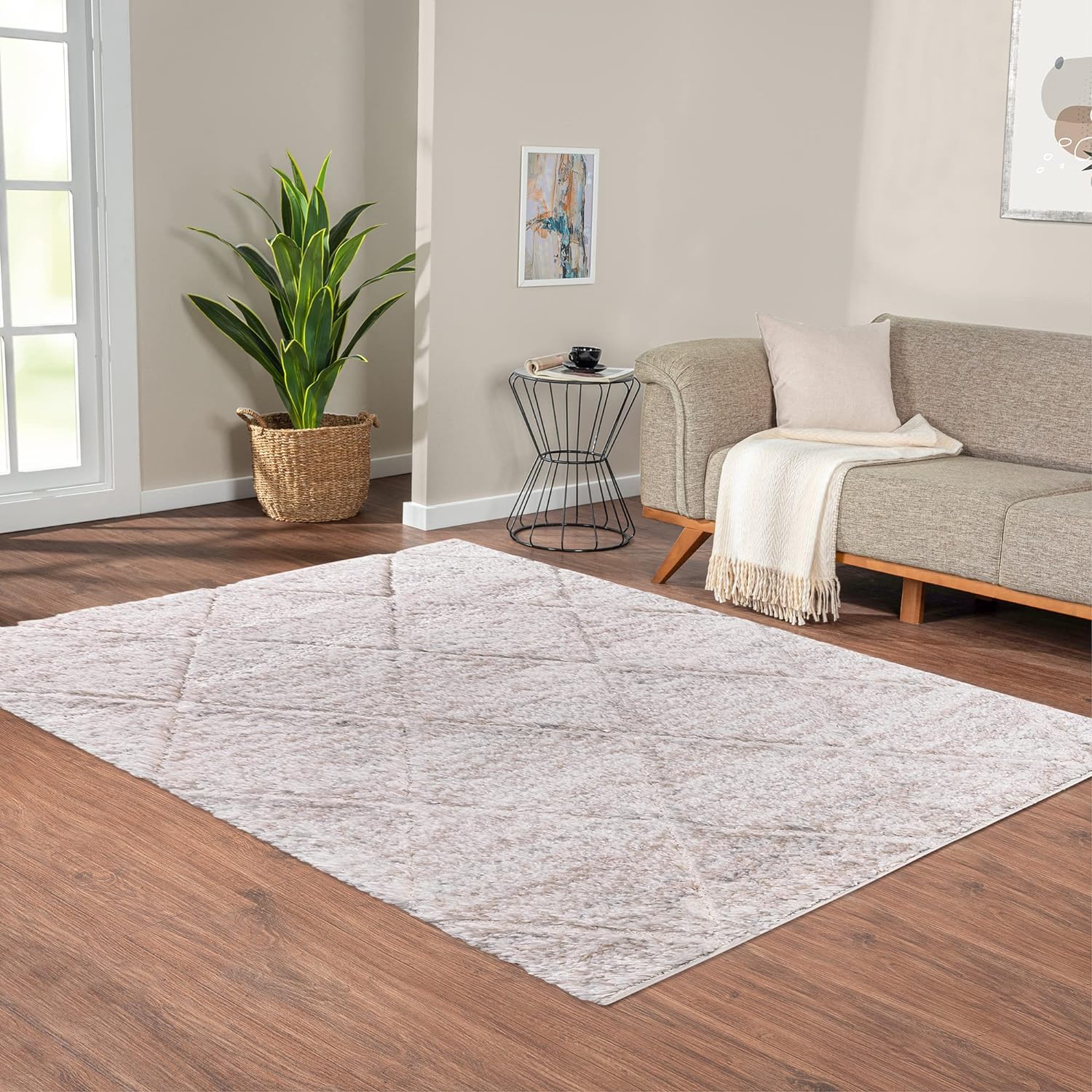 Madison Park Sophie Woven Turkish Area Rugs for Living Room, Indoor Dining Accent Modern Home Dcor, Ultra Soft Floor Carpets for Dining Room, 6'W x 9'L, Cream