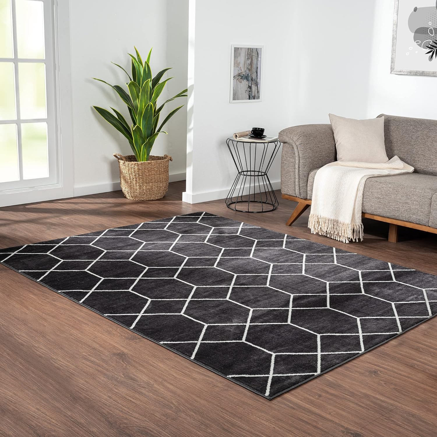 Madison Park Averie Woven Turkish Area Rugs for Living Room, Indoor Dinig Accent Modern Home Dcor, Ultra Soft Floor Carpets for Bedroom, 3'W x 5'L Black/Cream