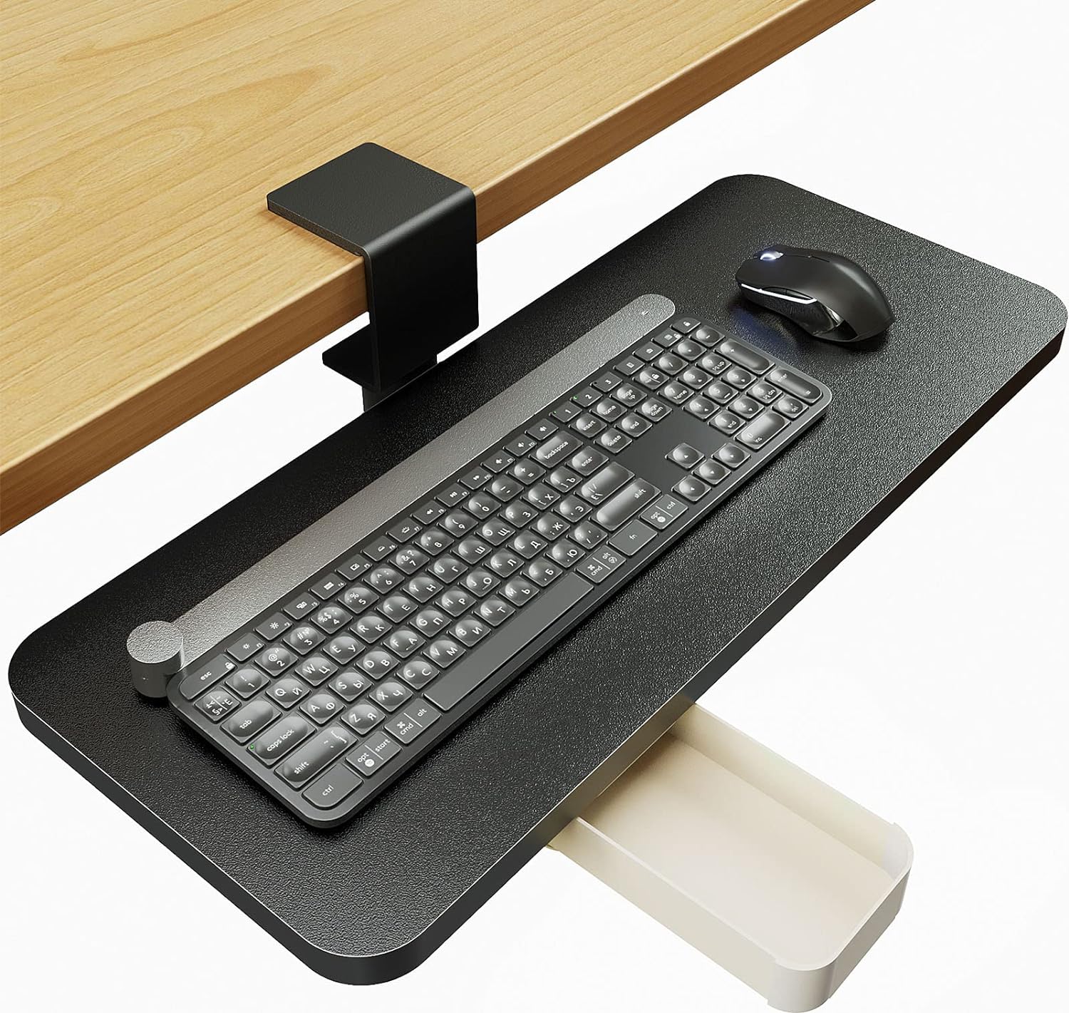 HUANUO Keyboard Tray Under Desk, 360 Rotating Keyboard Tray with Adjustable C Clamp, Ergonomic Keyboard Drawer Slide Out, No Drilling Computer Keyboard & Mouse Tray, 23.62 W x 9.84 D, Black