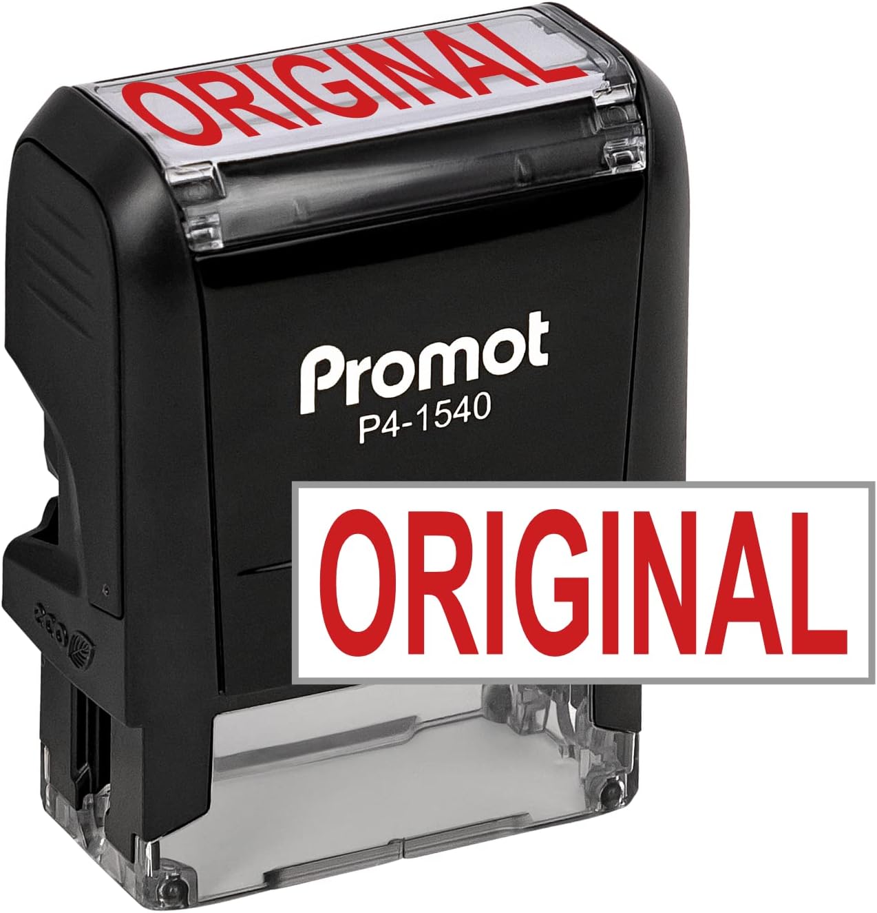 Promot Original Self Inking Rubber Stamp - Refillable Stampers for Office - Business, Accounting, Bookkeeping, Coding, Legal, Notary, Work, Ordering, Inventory Stamps - Red Ink