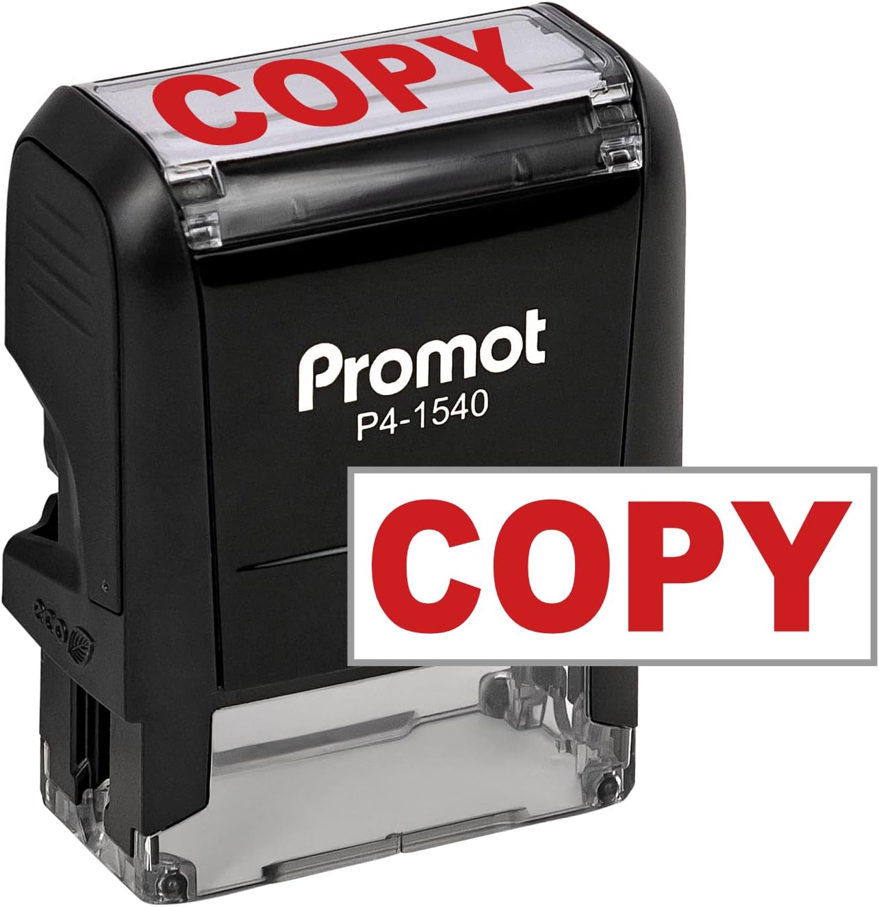 Promot Copy Self Inking Rubber Stamp - Refillable Stampers for Office - Business, Accounting, Bookkeeping, Coding, Legal, Notary, Work, Ordering, Inventory Stamps - Red Ink