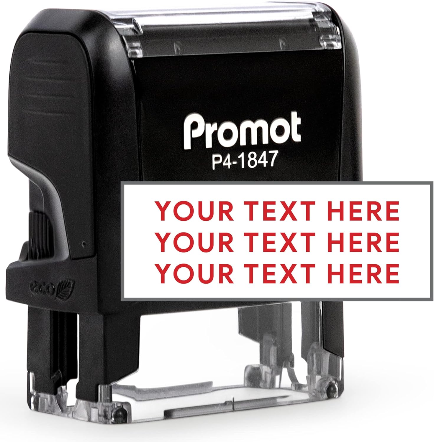 Promot Custom Stamp Up to 3 Lines of Personalized Text - Choose Font, Color, Pad, Self-Inking for Return Address & Mailing Address, Office Stamps, Ink Stamps - Medium