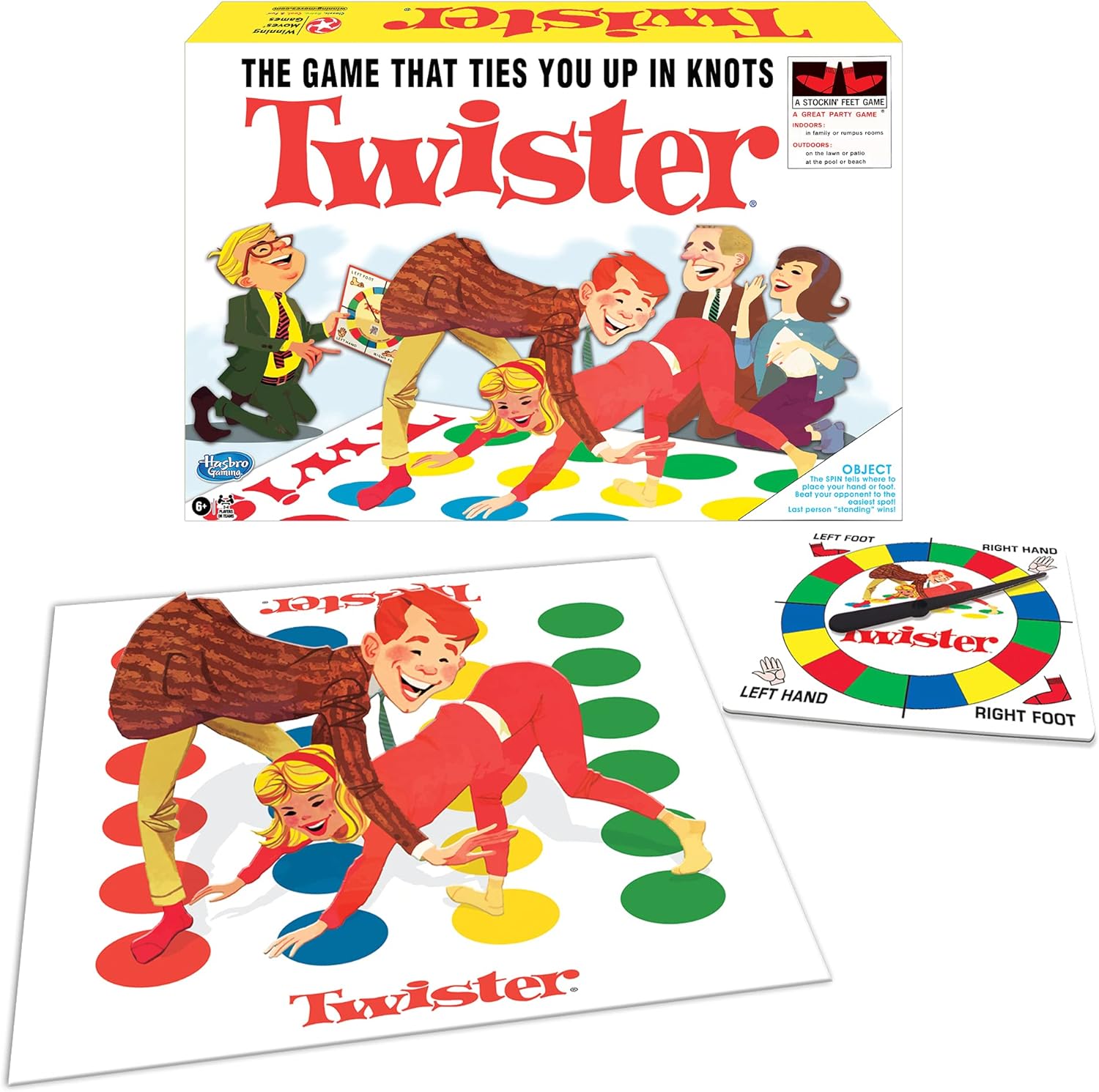 Classic Twister by Winning Moves Games USA, Party Game for 2 or More Players, Indoor and Outdoor Fun for Kids Ages 6+