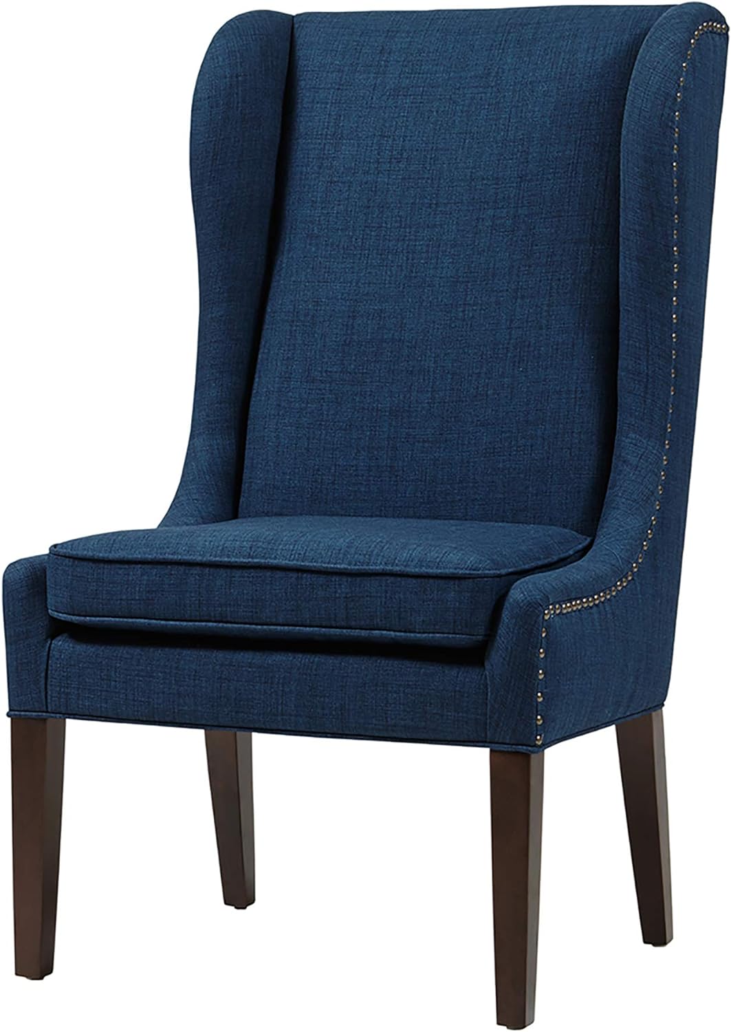 Madison Park Garbo Accent Hardwood, Brich Wood, Captain Dining-Chair Mid Century Modern Deep Seating Club Style Kitchen Room Furniture, See below, Dark Blue