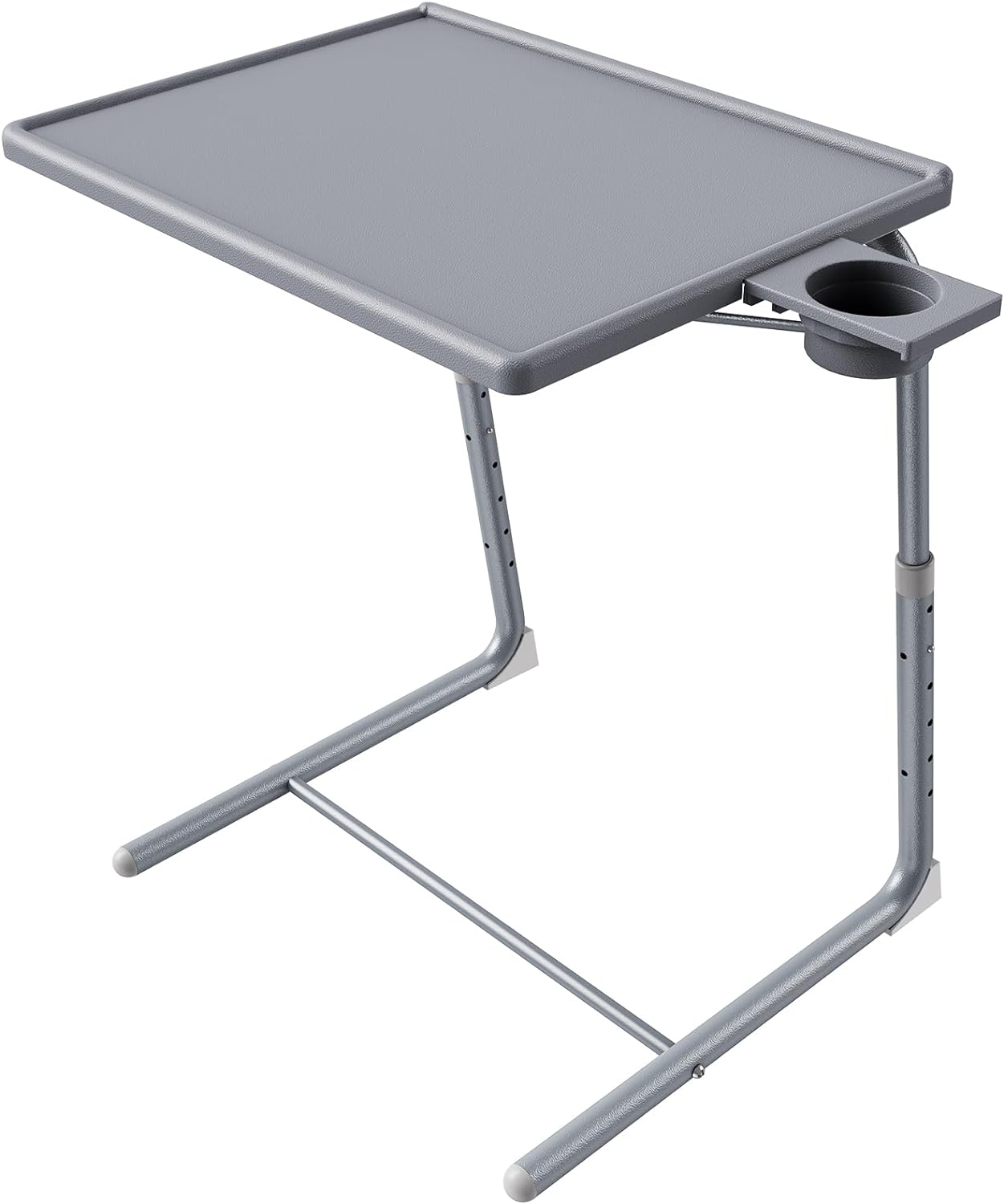 Adjustable TV Tray Table - TV Dinner Tray on Bed & Sofa, Comfortable Folding Table with 6 Height & 3 Tilt Angle Adjustments (Gray)