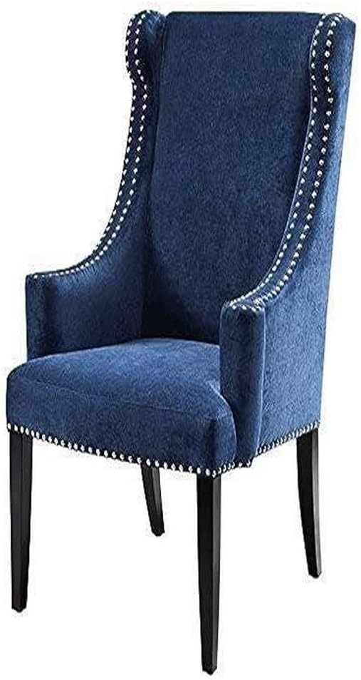 Madison Park Marcel Accent Chairs - Hardwood, Faux Velvet Living Room Chairs-Blue Navy, Classic Elegant Style Living Room-Sofa Furniture - 1 Piece Swoop Wing Arm Bedroom Chairs Seats