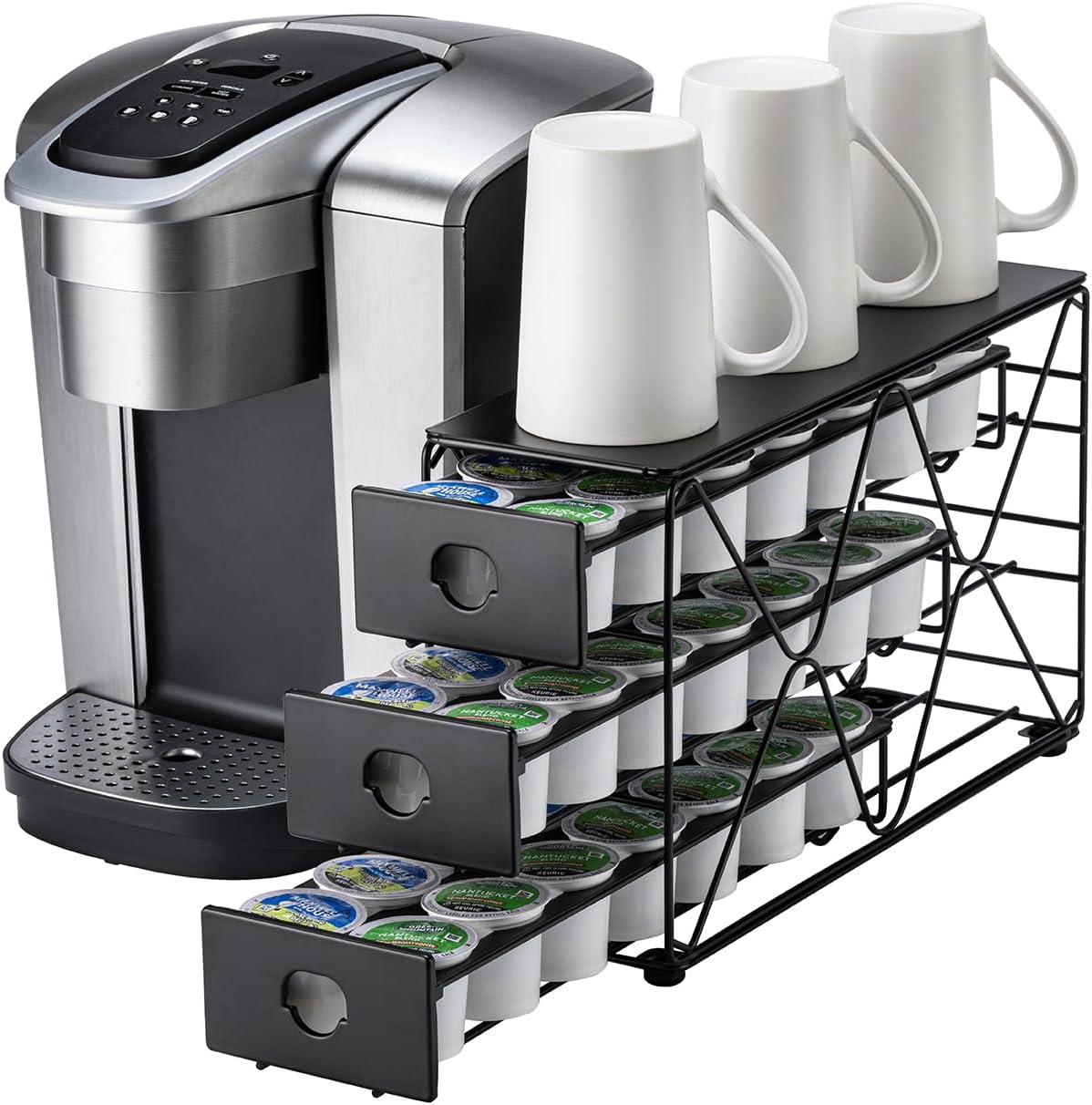 FlagShip K Cup Holder 3 Tier Coffee Pod Holder for K Cup Organizer Save Space Countertop Kitchen (42 Pods Capacity)