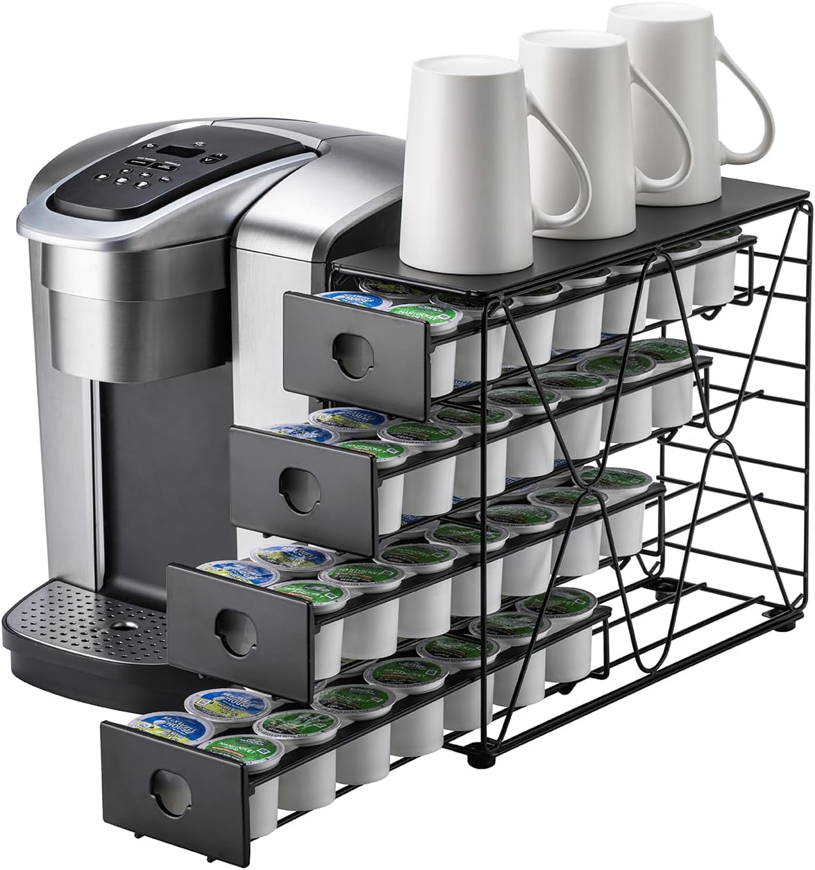 FlagShip K Cup Holder for Keurig Pod K Cup Storage 4 Tier K Cup Drawer Organizer for Counter (56 Pods Capacity)