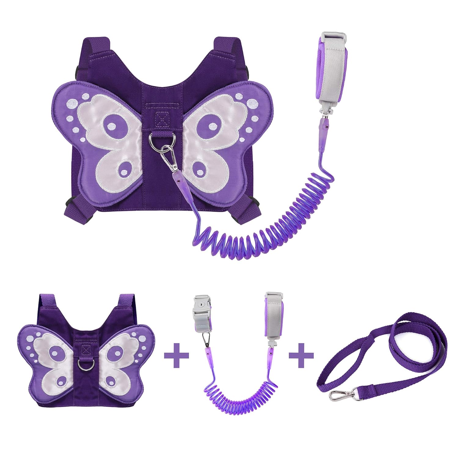 EPLAZA Butterfly-Like Toddler Harnesses with Leashes Anti Lost Wrist Link Wristband for Kids Girls Safety (Purple)