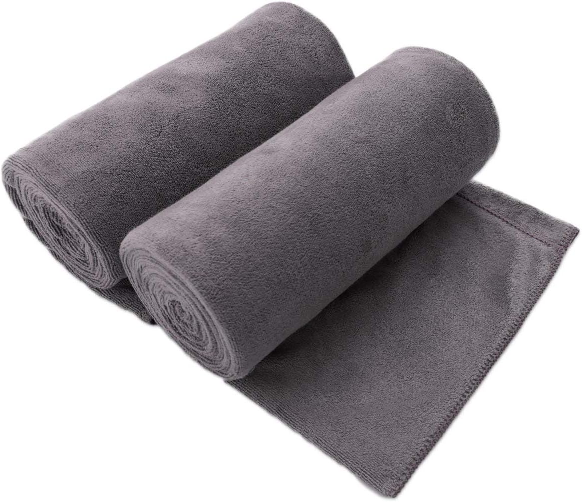 JML Microfiber Bath Towel 2 Pack(30 x 60), Oversized Thick Towels, Soft, Super Absorbent and Fast Drying, No Fading Multipurpose Use for Sports, Travel, Fitness, Yoga, 30 in 60 in, Grey Count