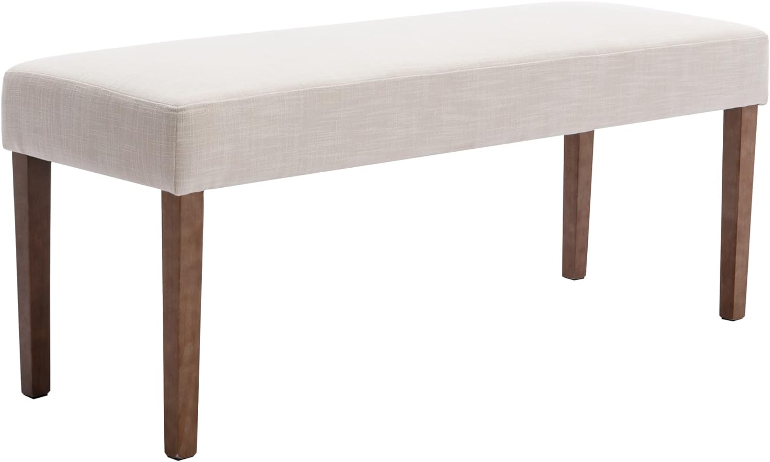 BESTANO 45.5 Linen Upholstered Dining Bench, French Vintage Rectangle Ottoman Entryway Bench with Natural Legs, End of Bed Bench for Bedroom Dining Room Hallway, Cream