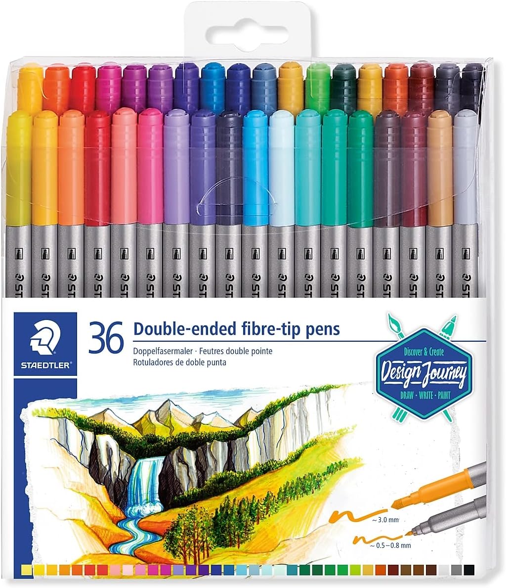 Staedtler Double Ended Markers, Assorted Bullet Tips, Assorted Colors, 36/Pack