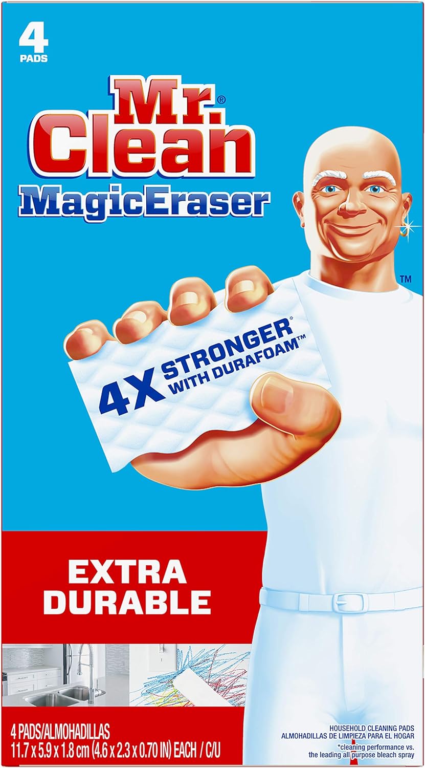 Mr. Clean Magic Eraser Extra Durable, Cleaning Pads with Durafoam, 4 count