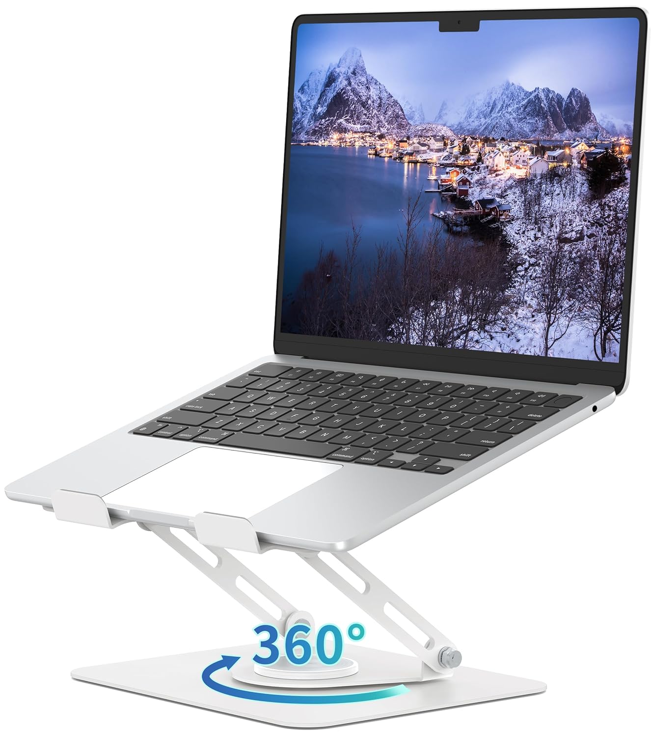 ALASHI Laptop Stand for Desk with 360 Rotating Base, Multi-Angle Adjustable Laptop Stands, Foldable Laptop Riser Compatible with 10 to 15.6 Inches PC Computer, White