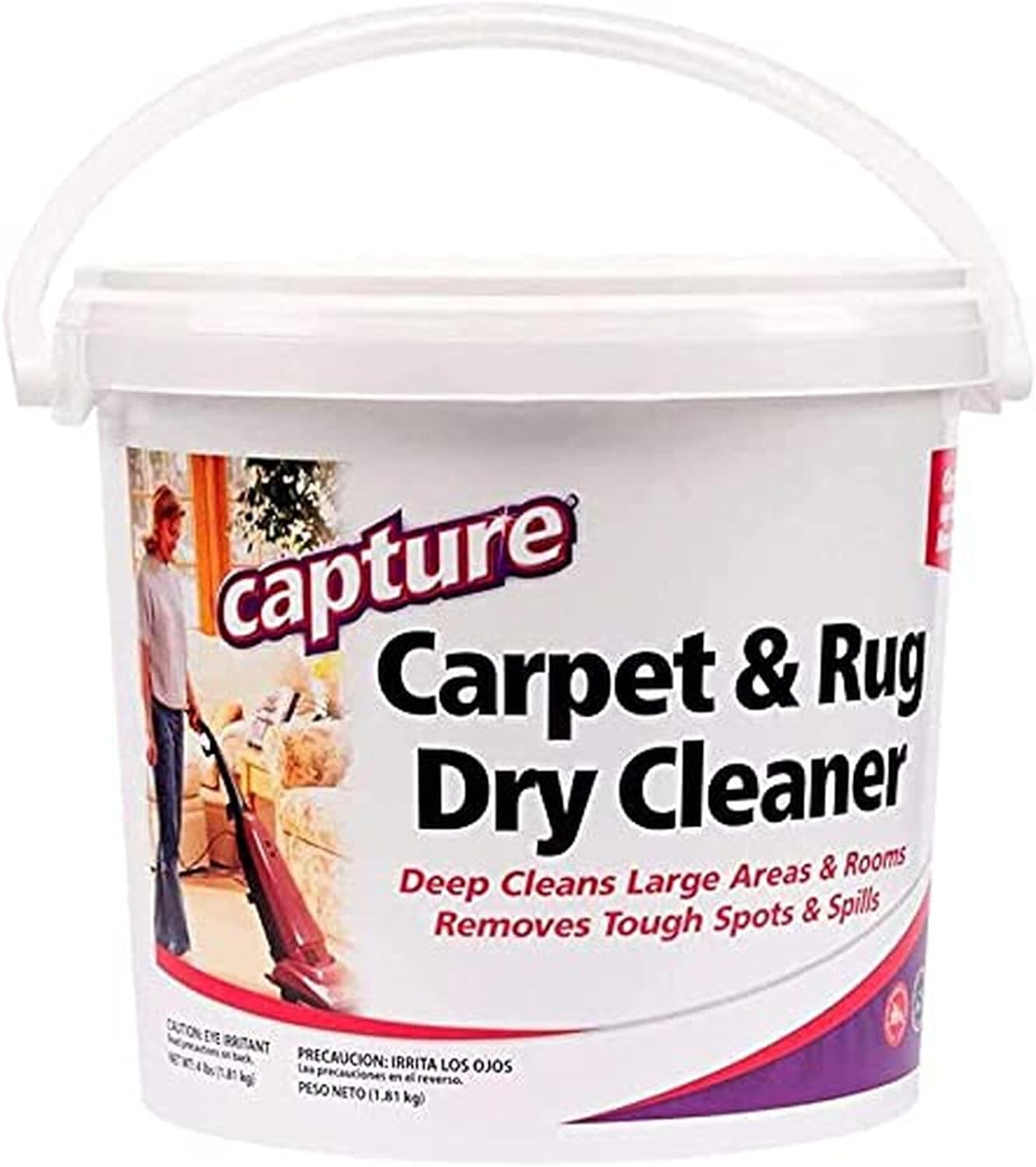 Capture Carpet & Rug Dry Cleaner w/Resealable lid - Home, Car, Dogs & Cats Pet Carpet Cleaner Solution - Strength Odor Eliminator, Stains Spot Remover, Non Liquid & No Harsh Chemical (4 Pound)