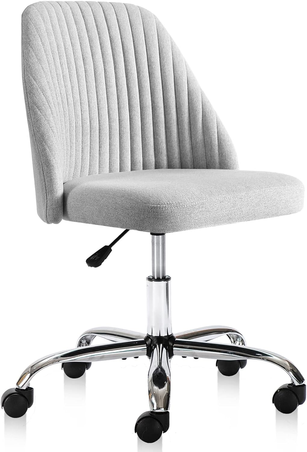 MCQ Office Desk Chair, Modern Cute Rolling Vanity Swivel Task Chairs with Wheels, Comfortable Back Seat Armless for Home, Bedrooms, Office, Study, Student, Adults, Make-up, Dressing Room, Cloud