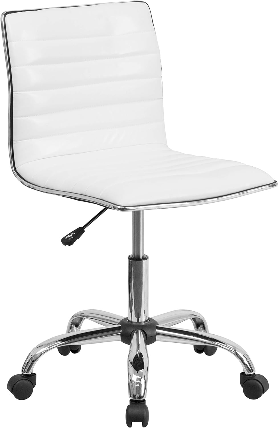 Flash Furniture Alan Low Back Designer Armless White Ribbed Swivel Task Office Chair