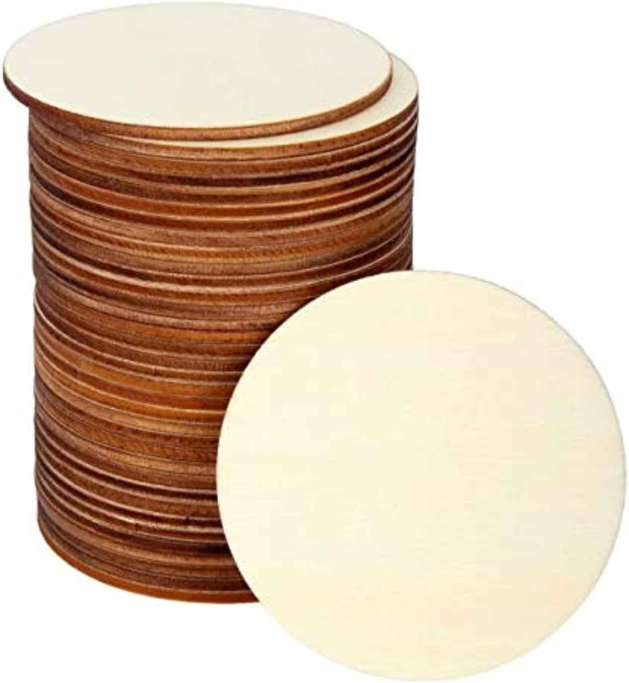 Blisstime 36 PCS 3 Inch Unfinished Wood Circles for Crafts, Wood Rounds for Crafts, Round Wood Discs for Crafts, Painting, Writing, DIY Supplies, Engraving and Carving, Home Decorations