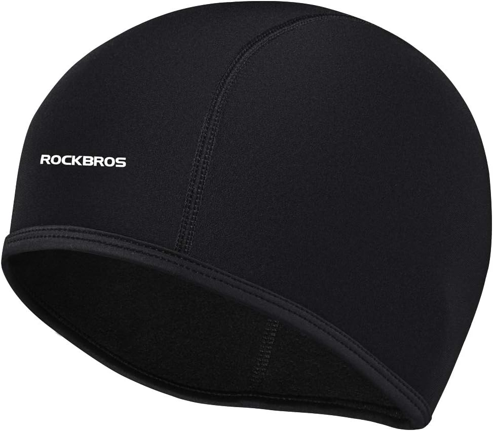 ROCKBROS Skull Cap Men' Winter Cycling Cap Windproof Warm Fleece Thermal Hat Helmet Liner Caps Black for Hiking Skiing Riding