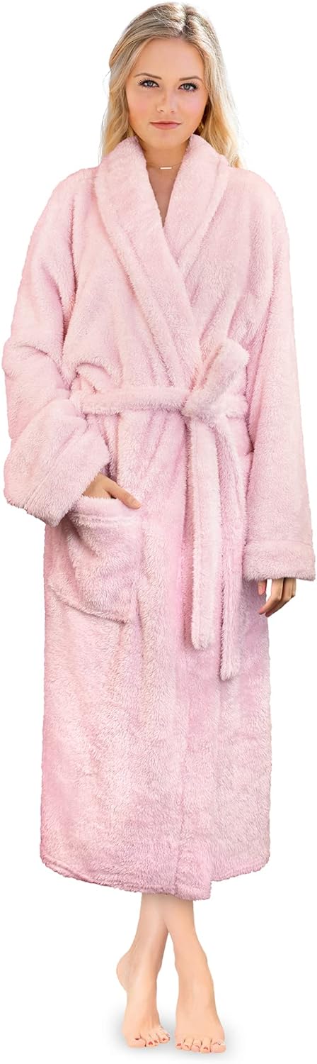 PAVILIA Premium Womens Plush Soft Robe Fluffy, Warm, Fleece Sherpa Shaggy Bathrobe