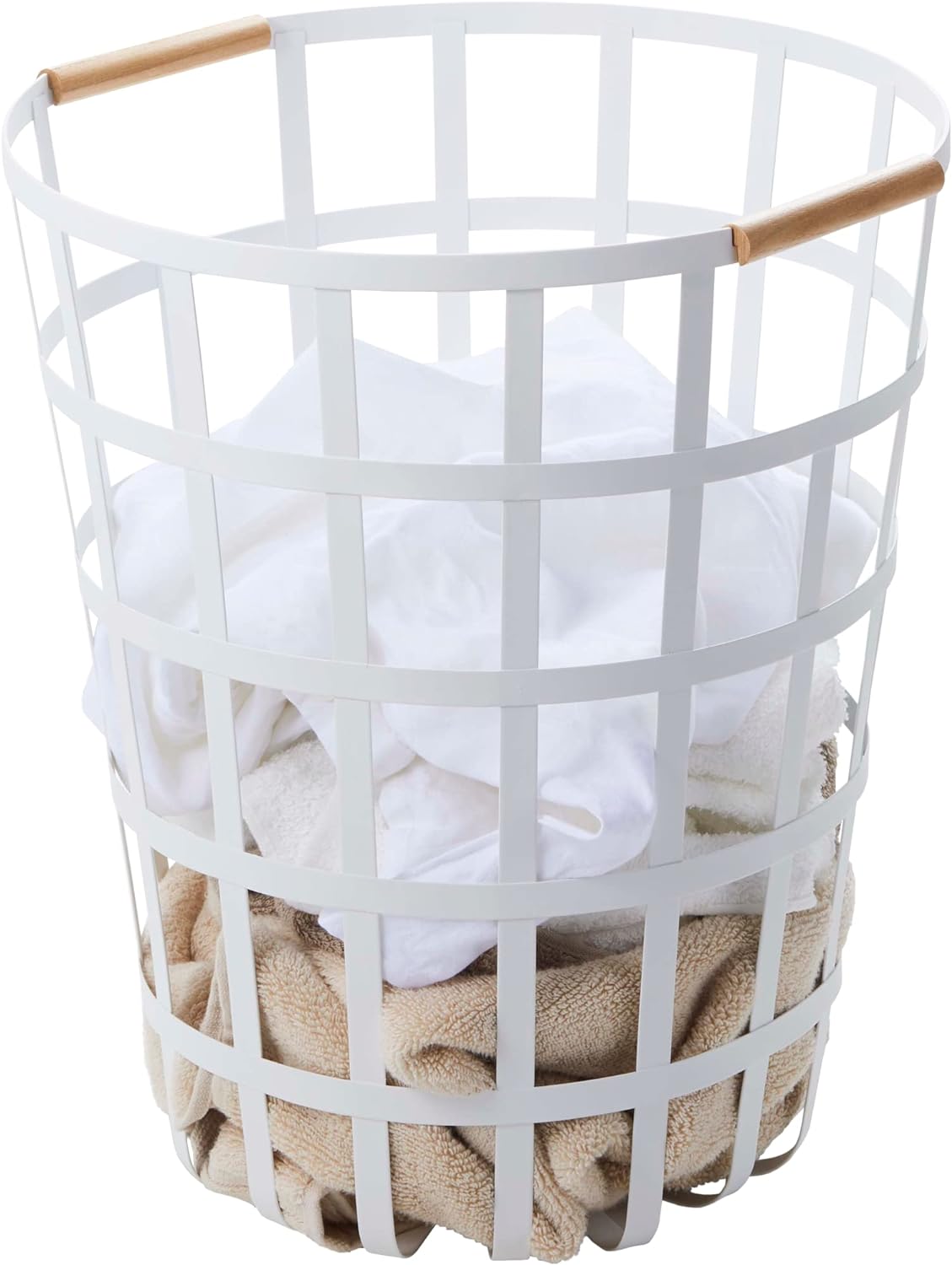 YAMAZAKI home Tosca Round Laundry Basket White,