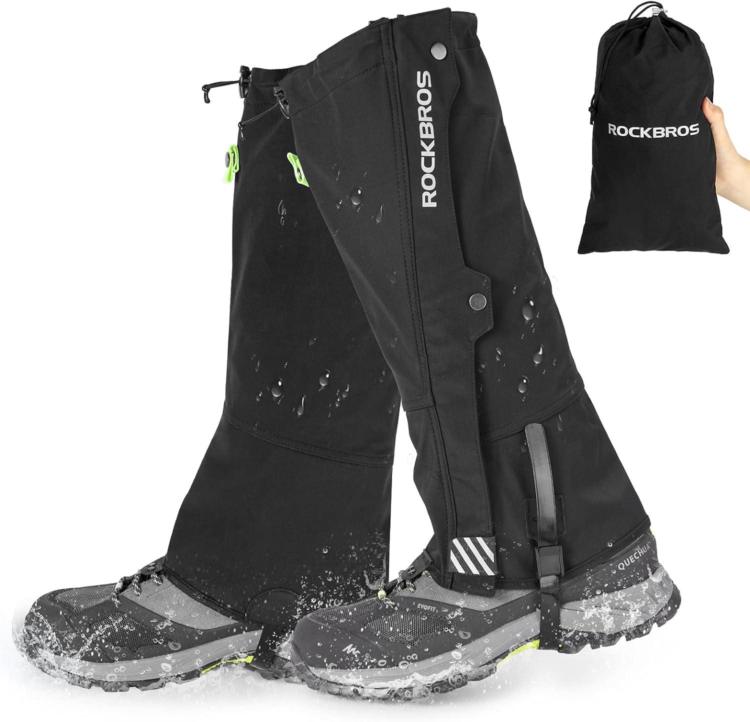 ROCKBROS Snow Boot Leg Gaiters Waterproof Hiking Gaiters Winter Leg Gators Winter Sports Boot Leg Gaiters Tear Resistant Snow Shoes Gaiters