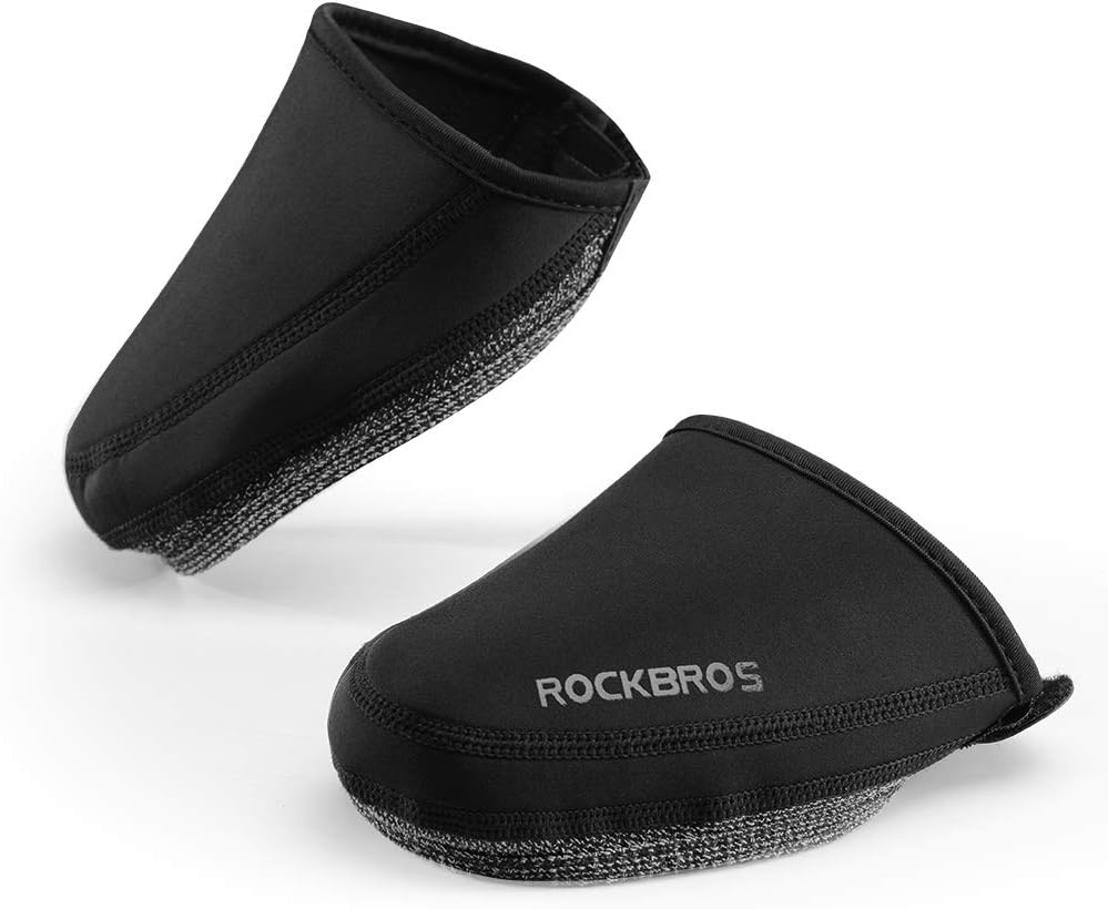 ROCKBROS Cycling Shoe Covers Thermal Shoes Toe Cover Windproof Half Shoecover Water-Resistant for Mountain Road Cycling Shoes Black