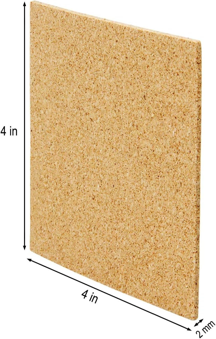 Blisstime 36 PCS Self-Adhesive Cork Sheets 4x 4 for DIY Coasters, Cork Board Squares, Cork Tiles, Cork Mat, Mini Wall Cork Board with Strong Adhesive-Backed