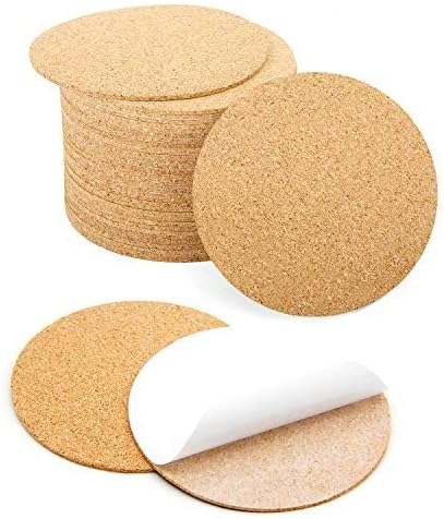 Blisstime 36 Pcs Self-Adhesive Cork Round for DIY Coasters, 4x 4 Cork Circle, Cork Tiles, Cork Mat, Cork Sheets with Strong Adhesive-Backed