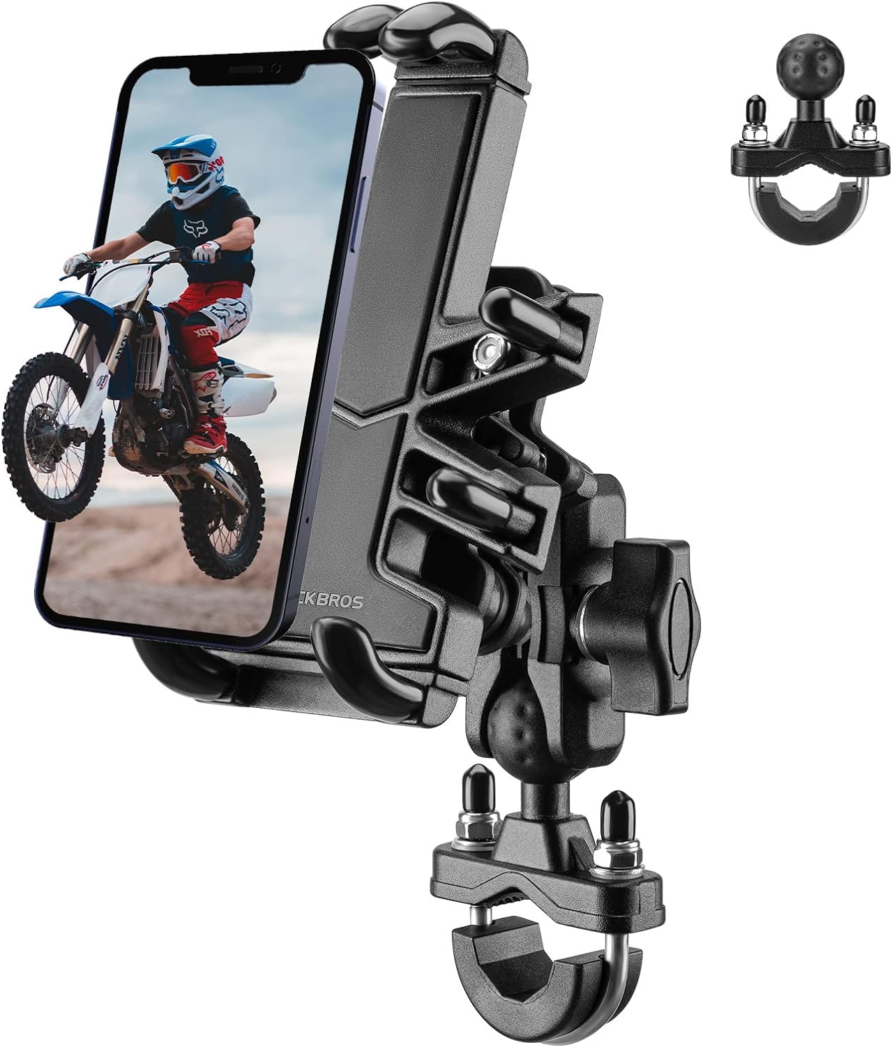 ROCKBROS Motorcycle Phone Mount Aluminum Alloy Bike Phone Mount Holder with Vibration Dampener, Cell Phone Holder for Motorcycle, Bicycle Scooter Universal Handlebar Mount Fits 4.7-7.1'' Phones