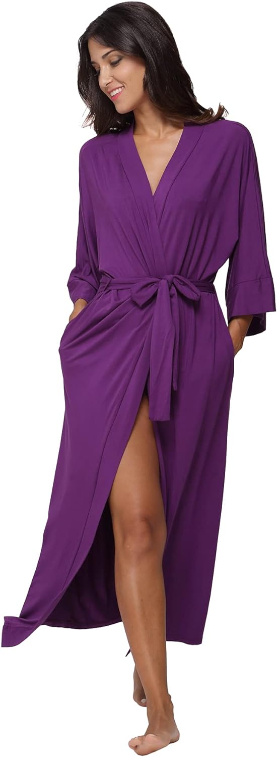 Women' Soft Robes Long Bath Robes Full Length Kimonos Sleepwear Dressing Gown,Solid Color