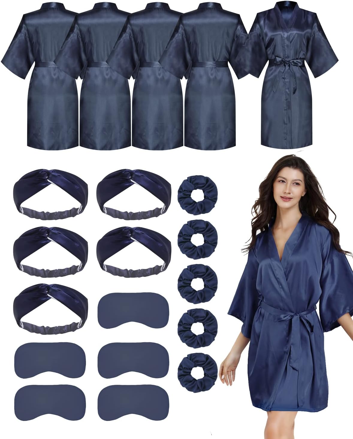 12 Pcs Women Satin Silky Robe Wedding Bridal Party Bride Bridesmaid Robes Kimono Loungewear Dressing Gowns