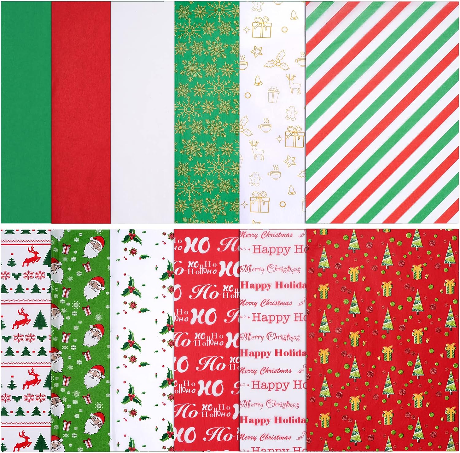 Blisstime Christmas Tissue Paper, 180 Sheets 19.7 x 19.7 Xmas Wrapping Paper in 12 Different Designs Christmas Series Tissue Paper Bulk for Gift Wrapping Wine Bottles DIY Crafts Decor