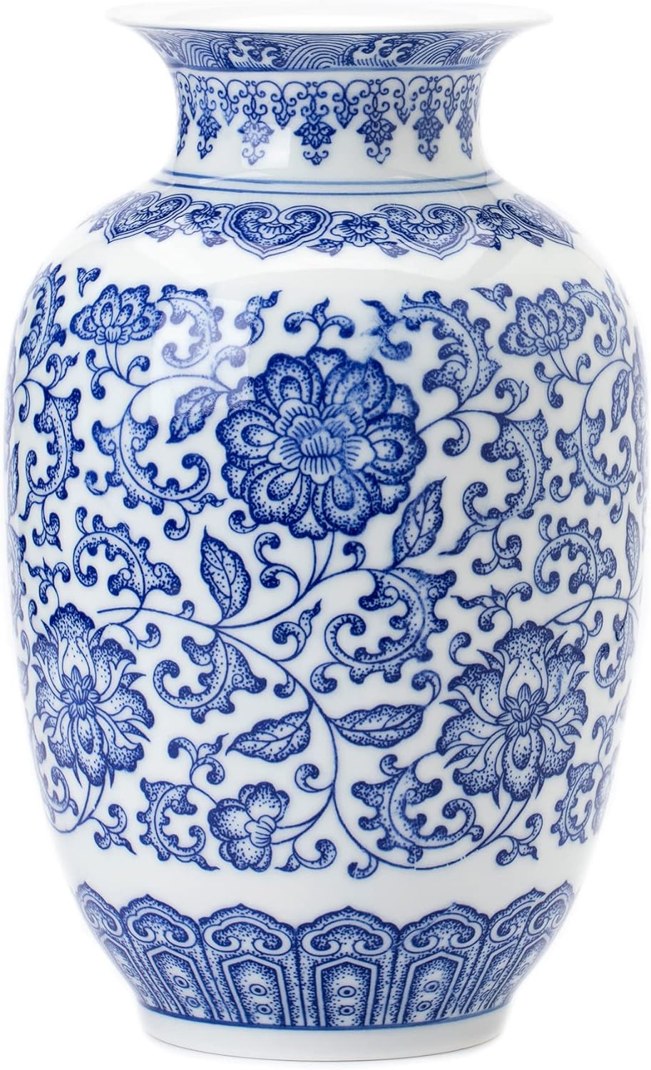 GaLouRo Blue Vase, Chinoiserie Vase, Ginger Jar Vase for Home Decor, Blue and White Porcelain Decor,9 H