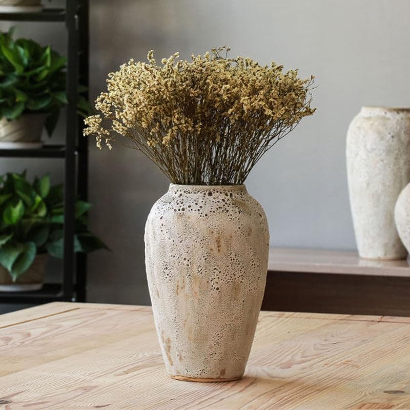 YSNCIDAN Ceramic Vase,Farmhouse Tall Vase,Rustic Home Deco Pottery, Minimalist Nordic Boho Style for Living Room,Pampas Grass,Enterway,Table Decoration,Gift