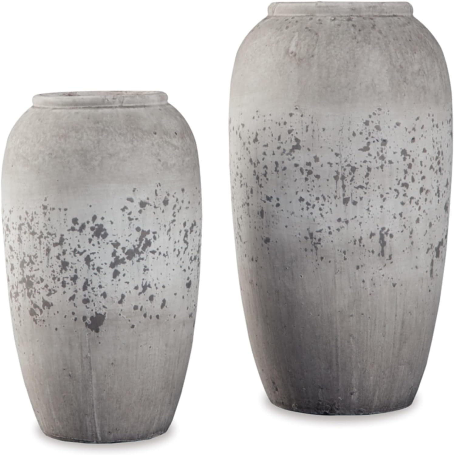 Signature Design by Ashley Dimitra Painted Ceramic 2 Piece Decorative Vase Set, Light Gray