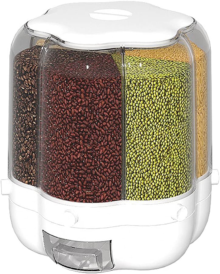 XIYAO 40lb Rice and Grain Storage Container, 360 Rotating Food Dispenser Measuring Cylinder with Lid Moisture Resistant Household, Airtight Storage of Black Rice, Yellow Rice and Other Small Beans