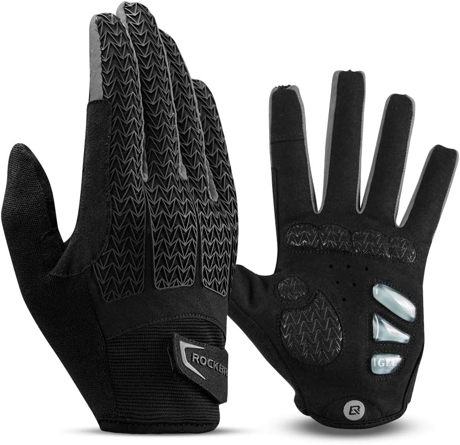 ROCKBROS Gloves Biking Gloves Men Women Full Finger Cycling Glove Workout Commuter Gloves with Gel Padded Shock Absorbing, Touch Screen Anti Slip for Climbing Biking Ridding