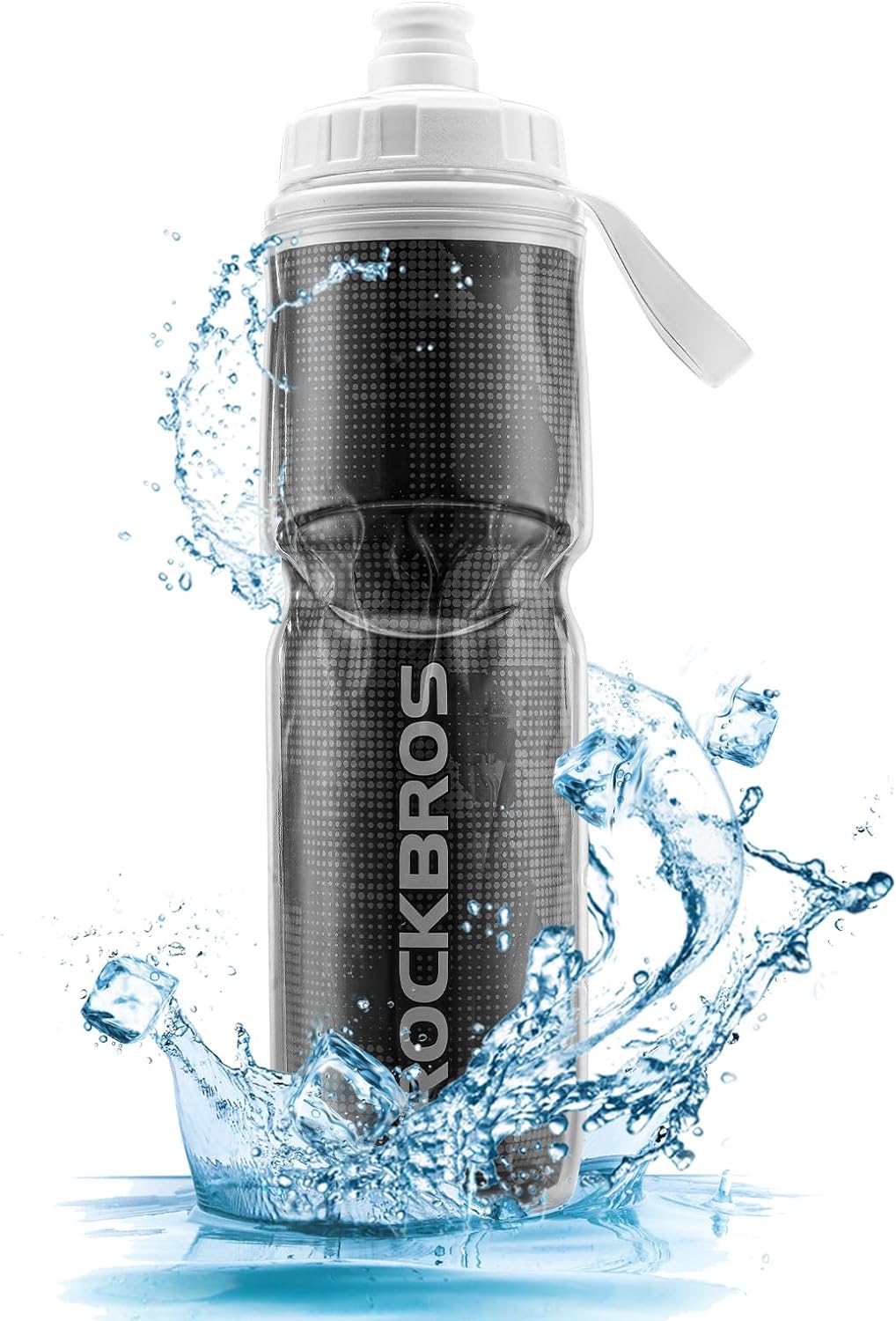 ROCKBROS Insulated Bike Water Bottles Keep Water Cool, Leak-Proof Bicycle Water Bottle with Handle, Cycling Water Bottle Easy to Squeeze24oz