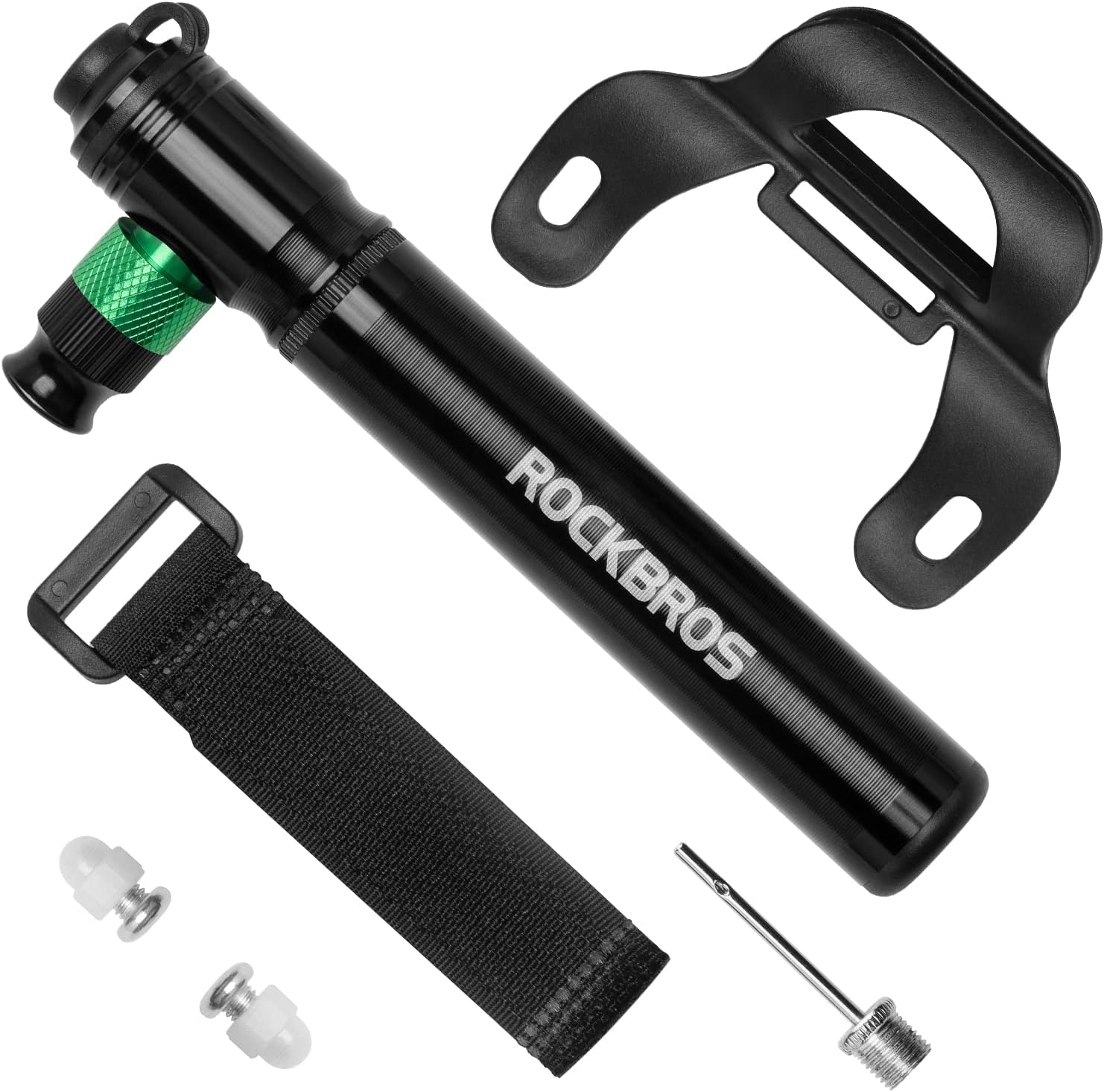 ROCKBROS Mini Bike Pump 110PSI CO2 Inflator Presta and Schrader Valve Compatible Bicycle Tire Pump for Road and Mountain Bikes Insulated Sleeve - No CO2 Cartridges Included