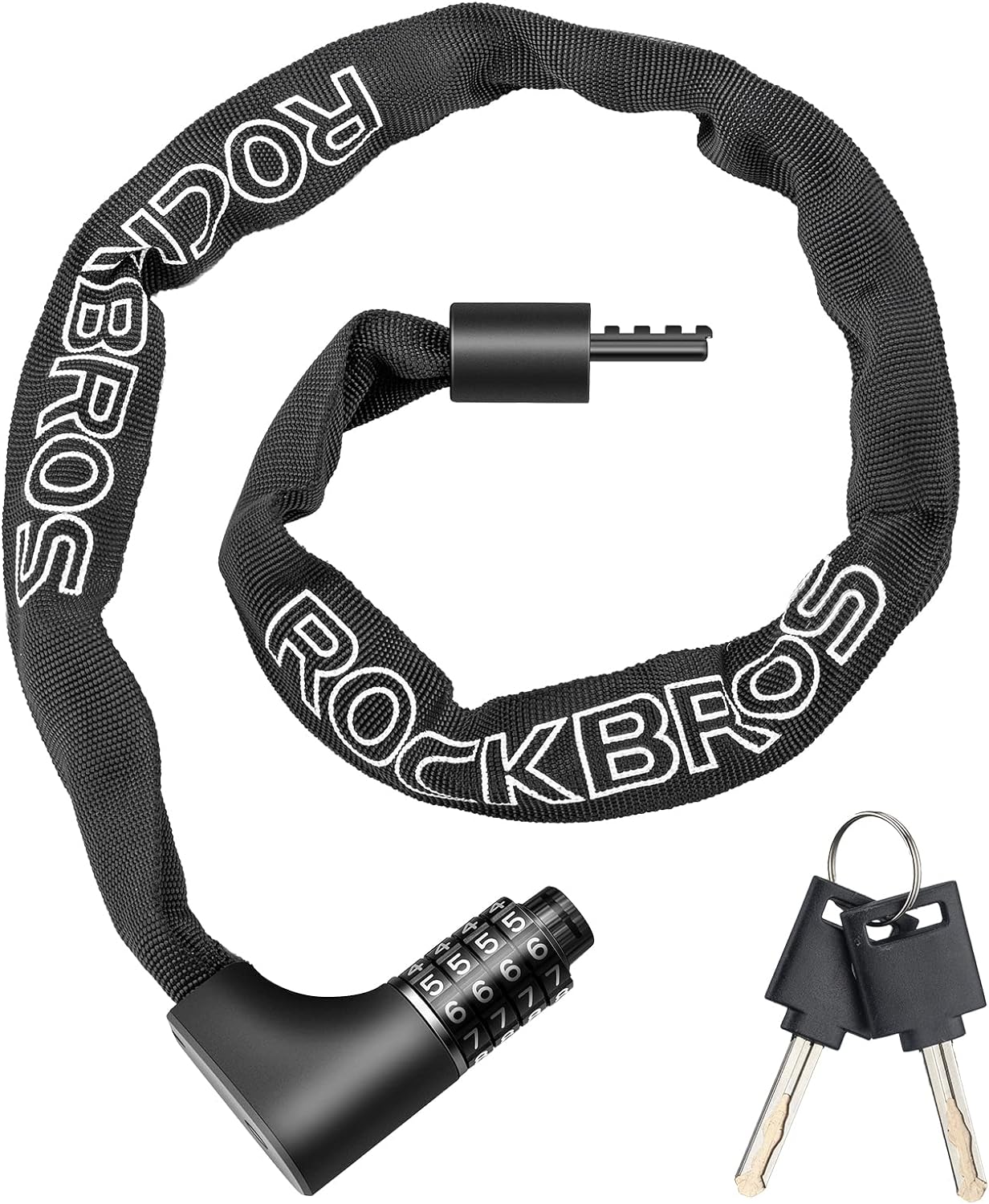 ROCKBROS Bike Chain Lock Heavy Duty Anti-Theft Bike Locks Chain 3.2FT Security Bicycle Lock Resettable Combination Bicycle Chain Lock with 2 Keys for Bikes, Motorcycle, Door, Gate, Fence, Grill