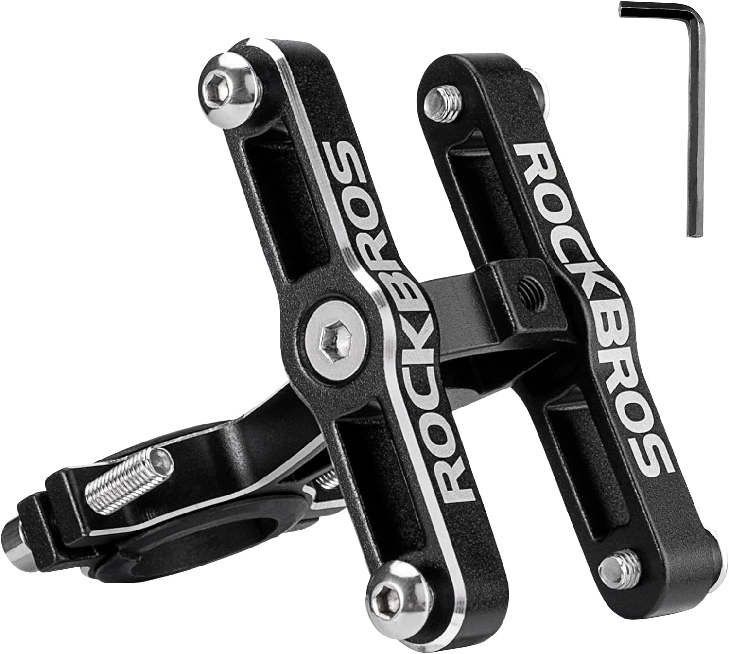 ROCKBROS Bike Bottle Cage Adapter Bicycle Seatpost Handlebar Water Bottle Mount Holder Adjustable Aluminum Bottle Cage for MTB Road Bike Beach Cruiser Black