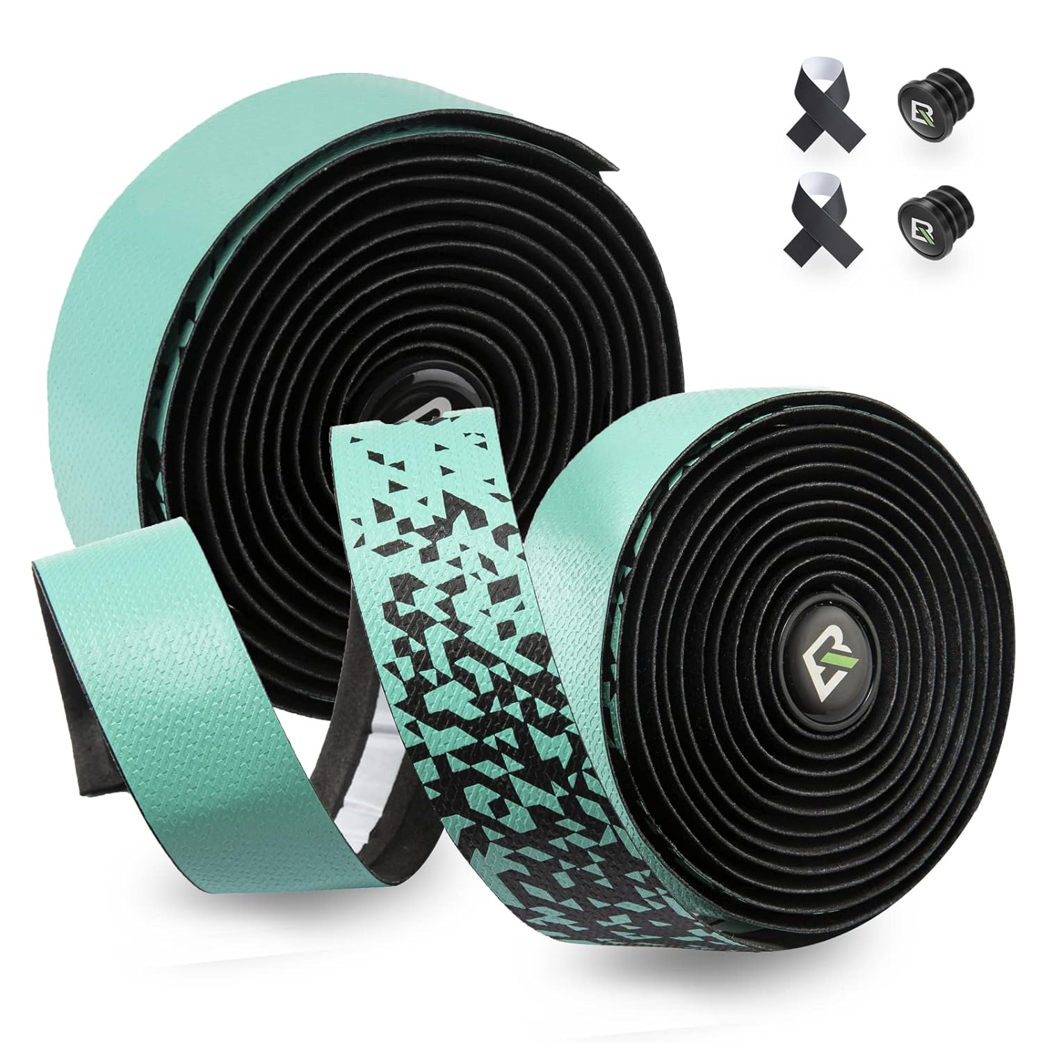 ROCKBROS Bike Handlebar Tape - Road Bicycle Bar Tapes 2 Roll PU Leather Surface EVA Foam Cycling Handle Bar Wraps with End Plugs