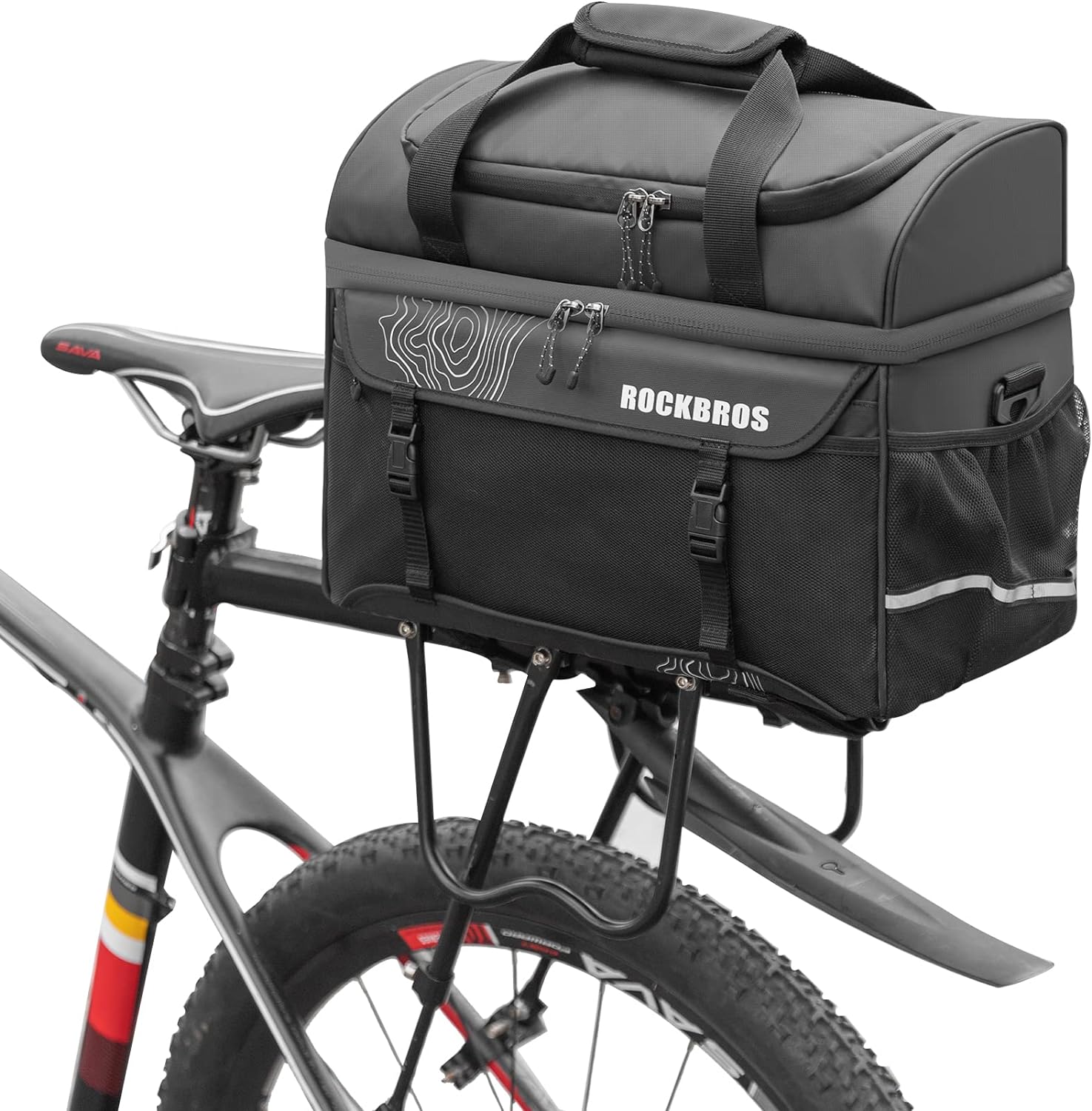 ROCKBROS Bike Trunk Cooler Bag Bicycle Rack Rear Seat Carrier Bag Insulated Bike Panniers for Bicycle Commuter Shoulder Bag 11L Storage Luggage Bags for Cycling Accessories e-Bike Cargo Travel