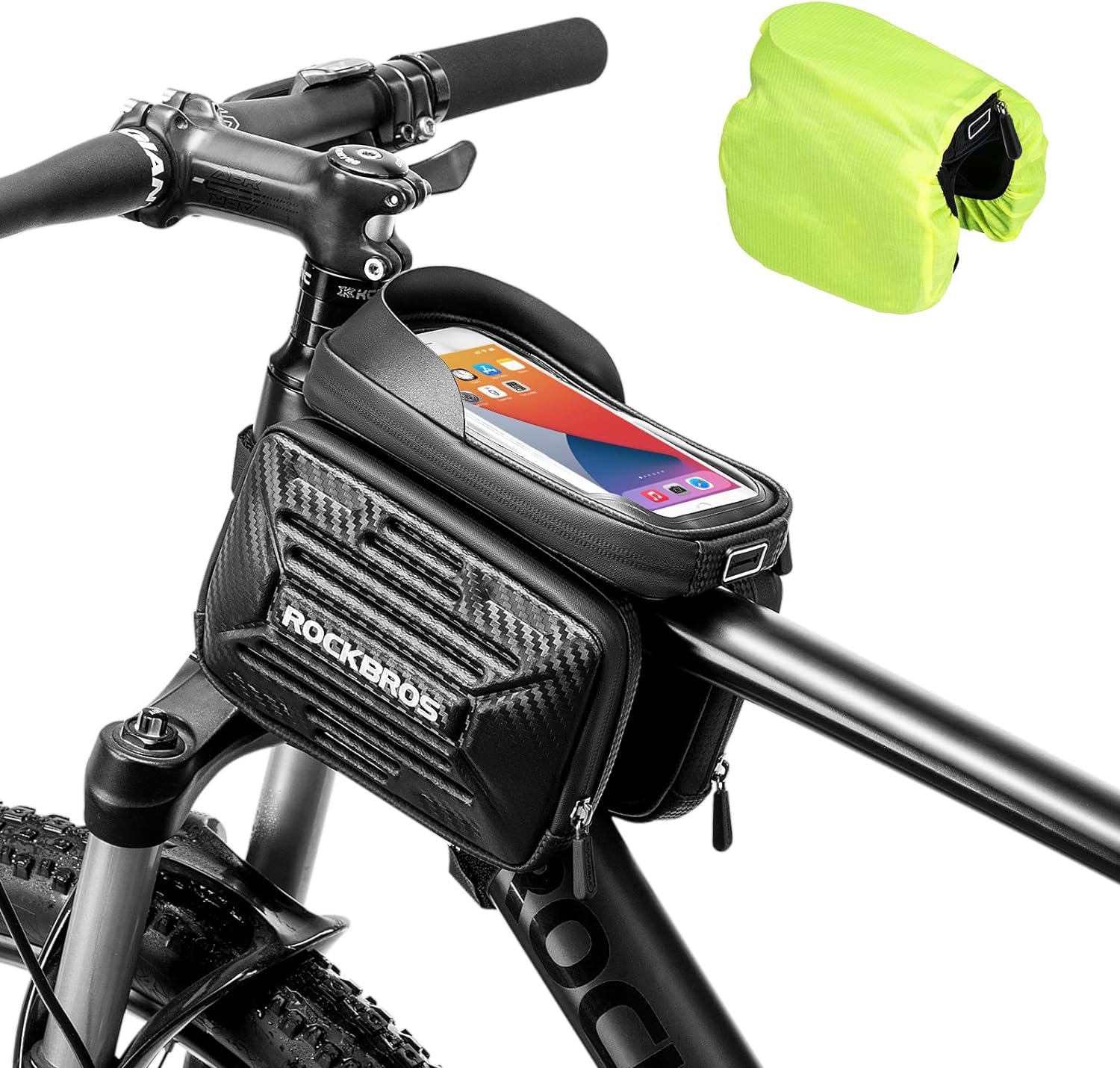 ROCKBROS Bike Phone Bag Bicycle Waterproof Front Frame Pouch Top Tube Handlebar Bag Cycling Cell Phone Storage Bag for iPhone 11 12 13 PRO XS XR 8 7 Plus Below 6.2/5.8