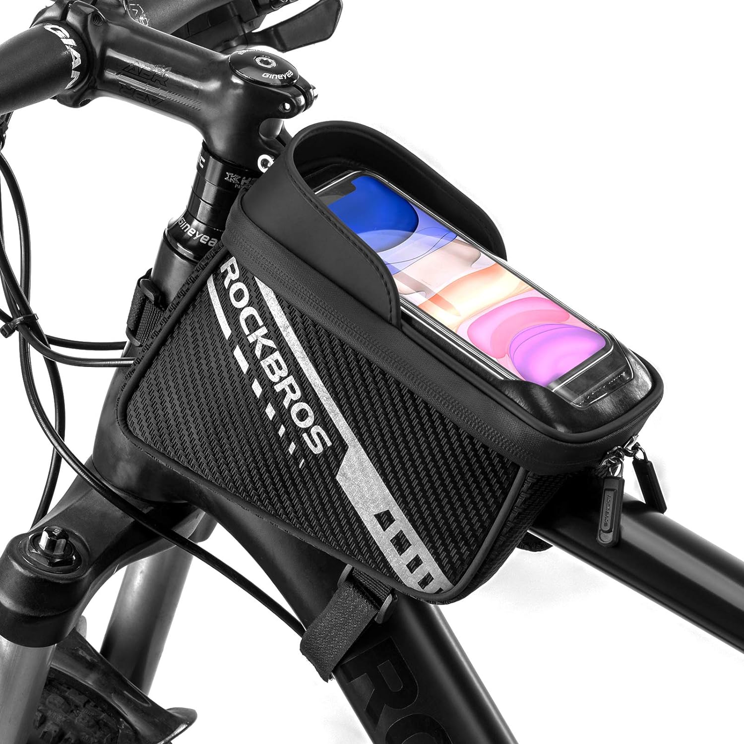 ROCKBROS Bike Phone Front Frame Bag Top Tube Bike Bag Bicycle Handlebar Bag Cell Phone Holder Mount Bag Cycling Accessories Storage Pouch for Phone 11 12 Pro XS Max XR Below 7.2