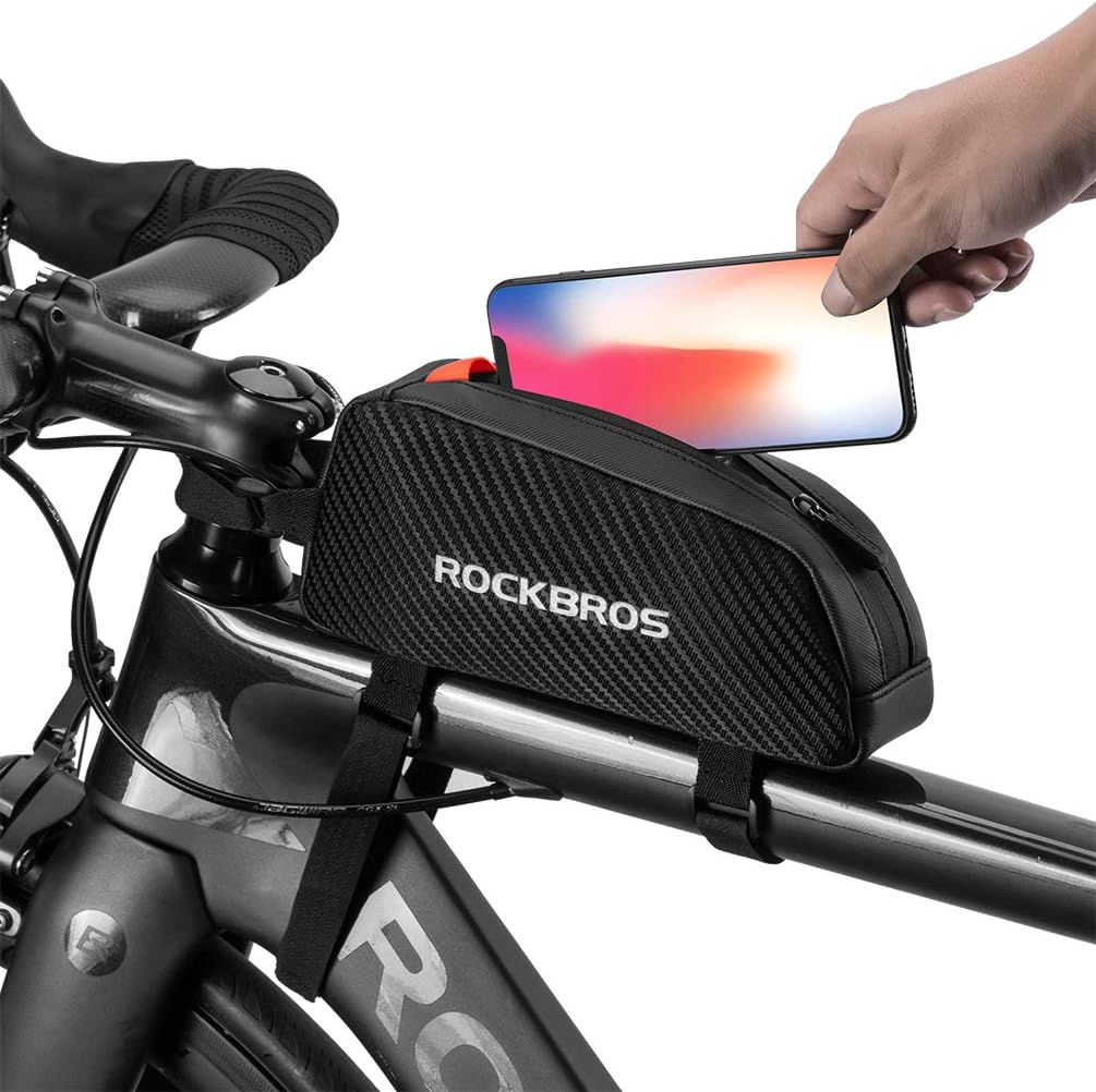 ROCKBROS Top Tube Bike Bag Bicycle Front Frame Bag Bike Accessories Pouch Compatible with iPhone 14/13/12 Pro Galaxy S22/S21