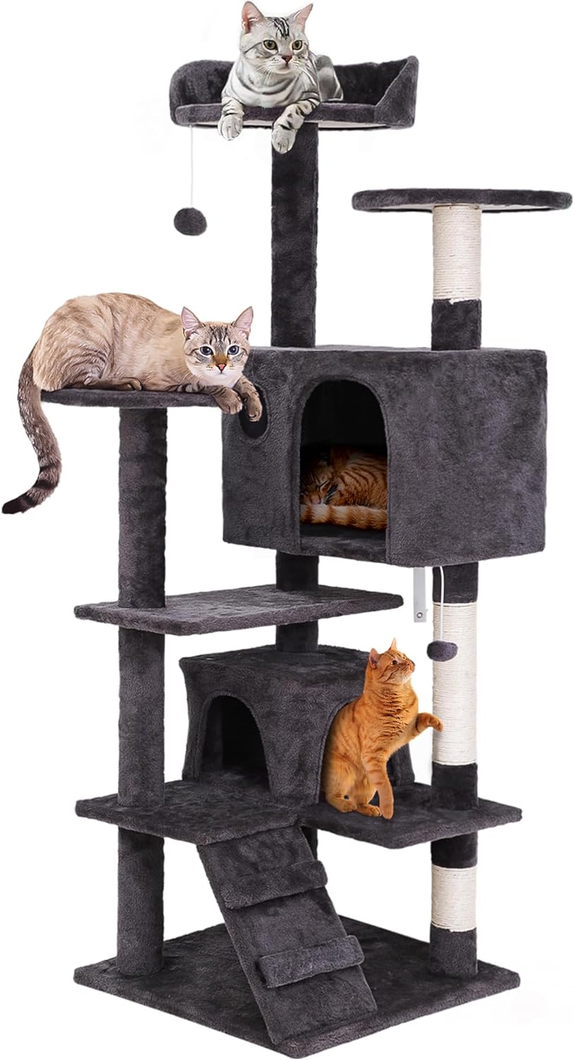 Nova Microdermabrasion 54in Cat Tree Tower for Indoor Cats Multi-Level Cat Condo Cat Bed Furniture with Scratching Post Kittens Activity Center