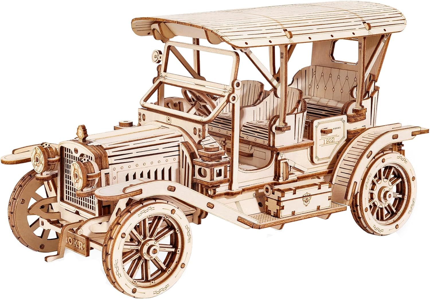 ROKR 3D Wooden Puzzle Model Car Kits to Build for Adults, 1:15 Scale Vintage Car Model Building Kit 298pcs Wood Craft Hobby Gift for Teens Men Women Christmas